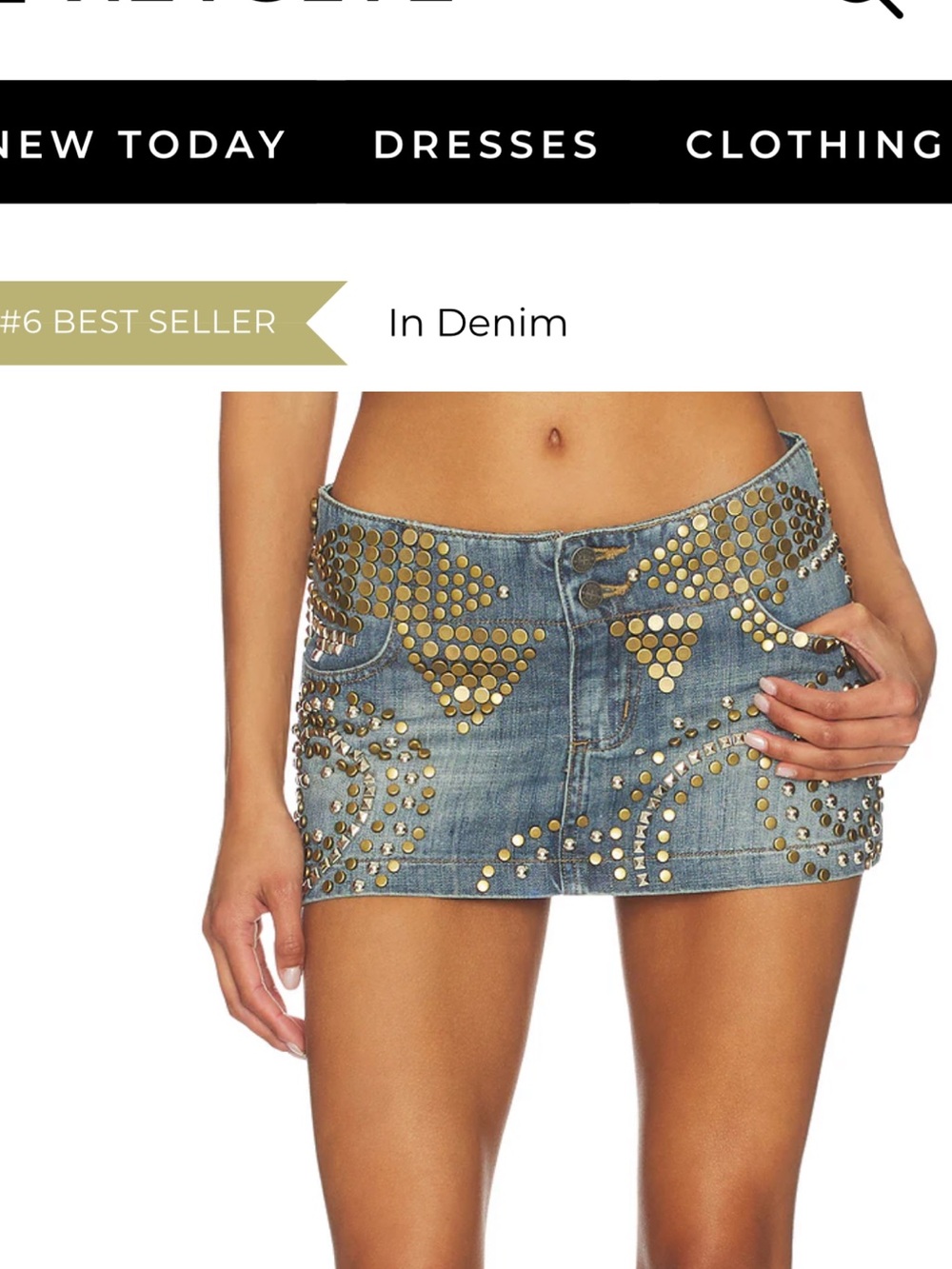 Jaded London Gold-Studded Denim Mini Skirt